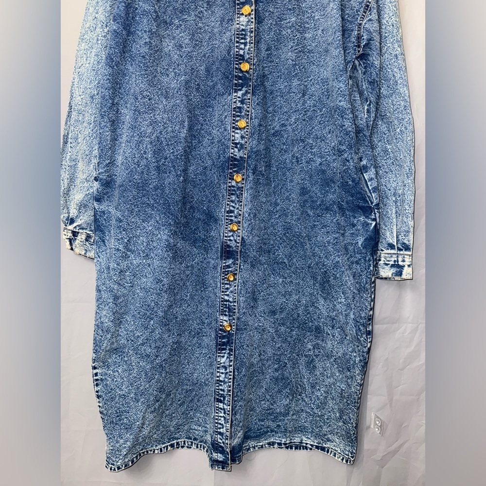 Pret Vintage Beaded 100% Cotton Denim Dress With Pockets Size L - Picture 4 of 8